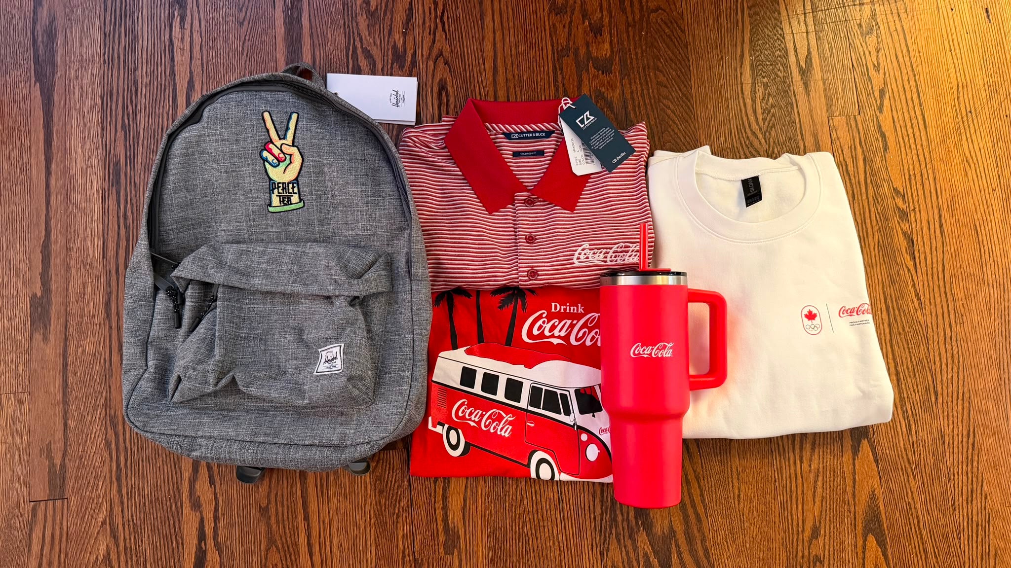 Branded Herschel Backpack, Drinkware & Clothing